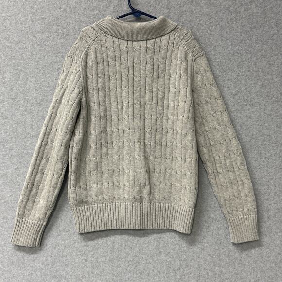 Ralph Lauren POLO Boys 10 / 12 Collared Cable Knit Sweater Gray Coastal Preppy - Picture 4 of 8
